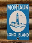 VINTAGE MONTAUK PORCELAIN SIGN OLD LONG ISLAND NEW YORK BEACH LIGHTHOUSE CLUB