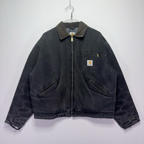 VTG 90s Carhartt Detroit Jacket - Black - Blanket Lined - DISTRESSED - LARGE XL