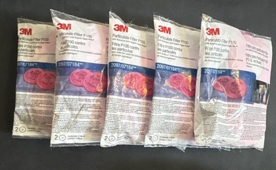 Lot: 5 Pairs 3M 2097/07184 P100 Particle Nuisance Organic Vapor Mask Air Filters