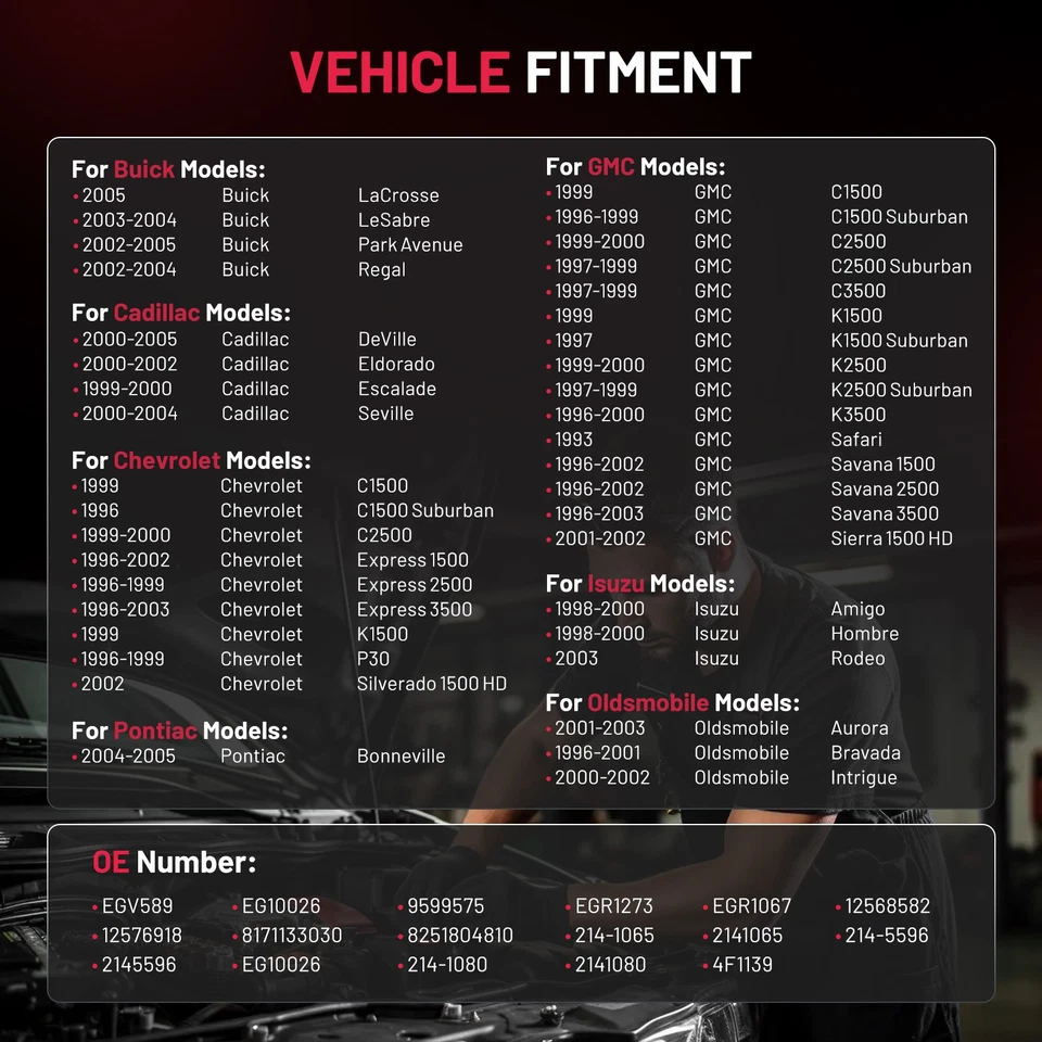 EGR Valve For 2003 GMC Savana 3500 6.0L V8 2002-2005 Buick Park Avenue 3.8L V6 - Image 4 of 4