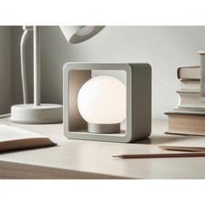 Moderno cubo lámpara de mesa pantalla gris minimalista escritorio luz carcasa globo bombilla soporte