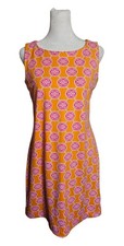 Lulu B Sleeveless A-Line Shift Dress Bright Pink Orange Resort Geometric Sz S