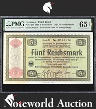 Germany 5 Reichsmark 1934 P 207 Cancle Specimen UNC PMG 65 EPQ NR 3rd TOP POP