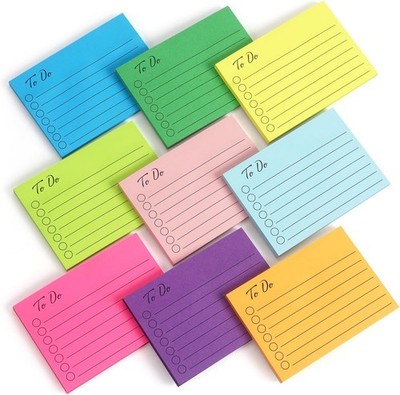 9 Pads to Do Lined Stiy Notes, 9 Bright Multi Colors