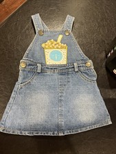 Vintage Girls Denim Overalls Jean Dress 24 Months Starbucks With Pearls Gucci