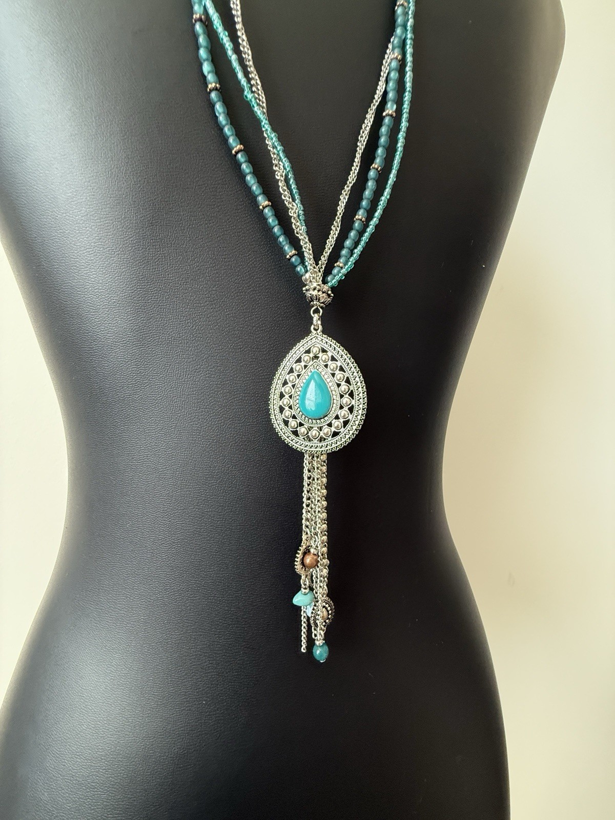 Ruby Rd. Silver Tone Turquoise Bead Multi Strand … - image 6