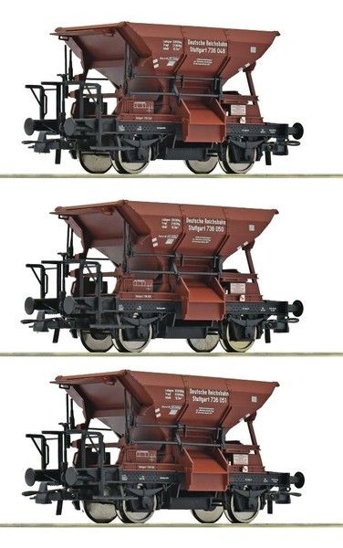 Roco 6600265, 3Tlg. Set Talbot Schotterwagen, Drg, Neu & Ovp, H0-image