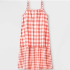 Cat  Jack Girls Gingham Plaid Tiered Nightgown Pajama Dress Size L 10-12 NWT