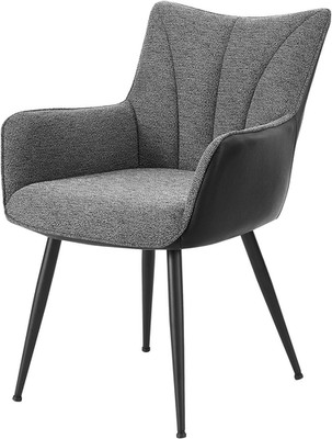 Set of 2 Contemporary Dark Grey Upholstered Dining Chairs, 35'' Height