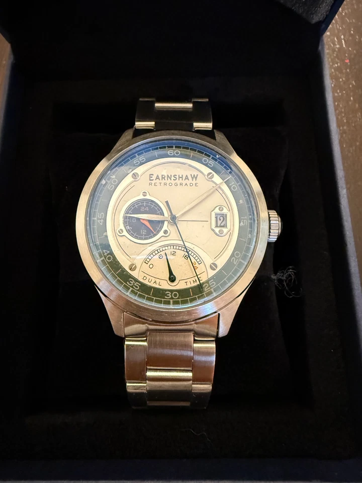 Reloj Earnshaw ES-8269 retrógrado doble hora - esfera plateada Foto 2 de 4