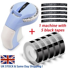 DYMO Omega Embossing Label Maker with 5 Black 9mm 3D Label Tape 3/8'' Embosser