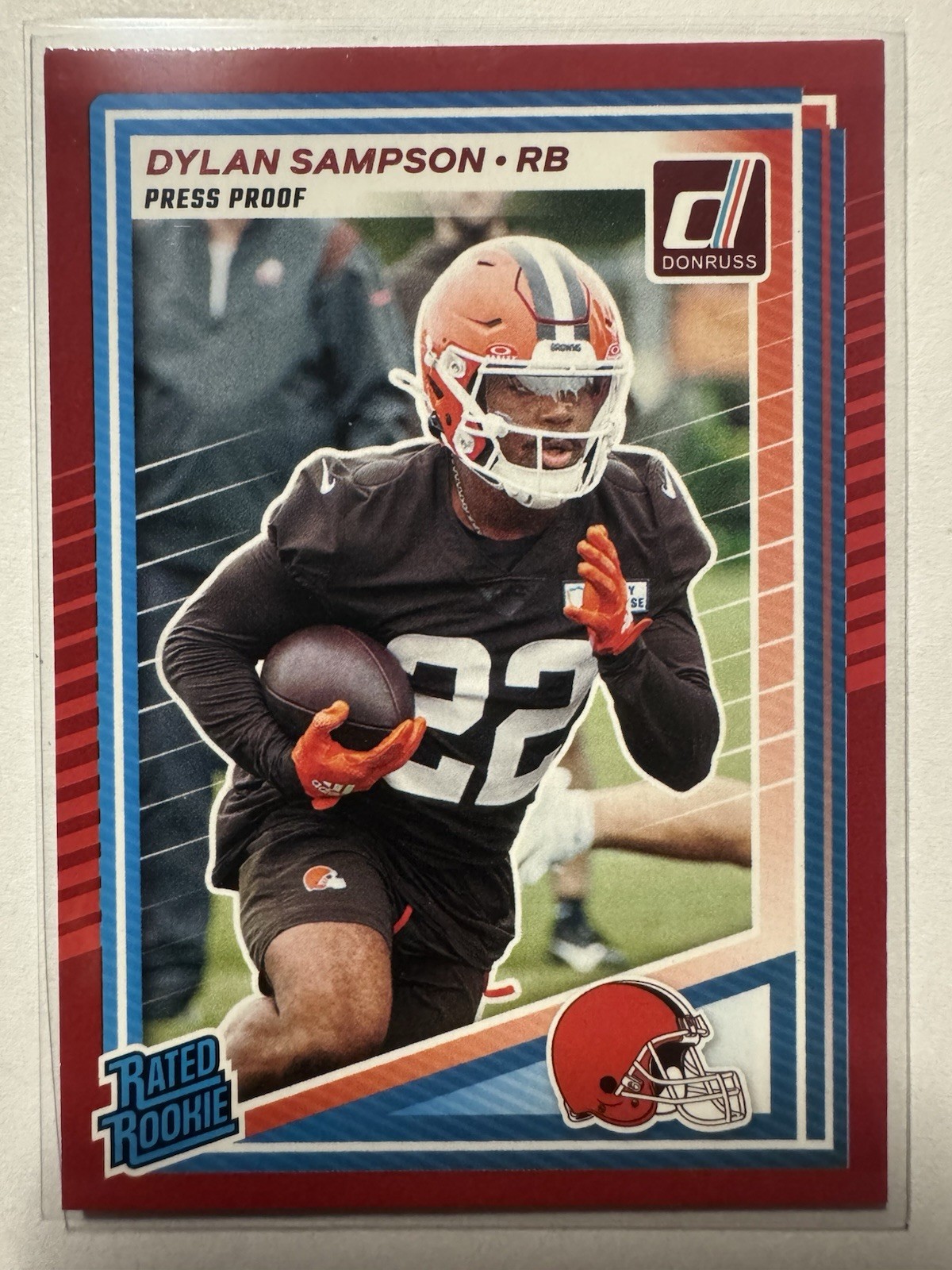 2025 Panini Donruss Dylan Sampson #389 Press Proof Red Rated Rookie RC Browns
