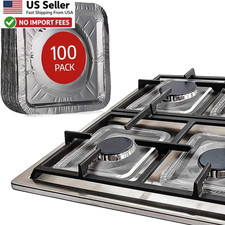 100 Pack Aluminum Gas Stove Burner Covers Disposable Heat Resistant FROM USA