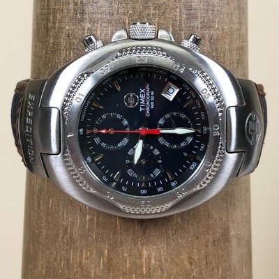 Timex Expedition Men Chronograph Tachymeter Leather Quartz 41mm
