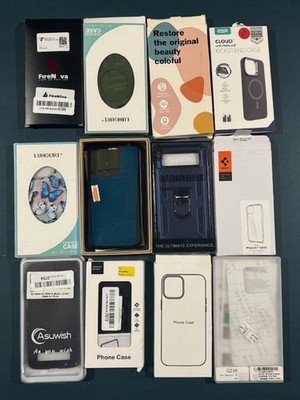 Cell Phone Cases for Various Phone Types (Brand new) (lot of 12 cases)
