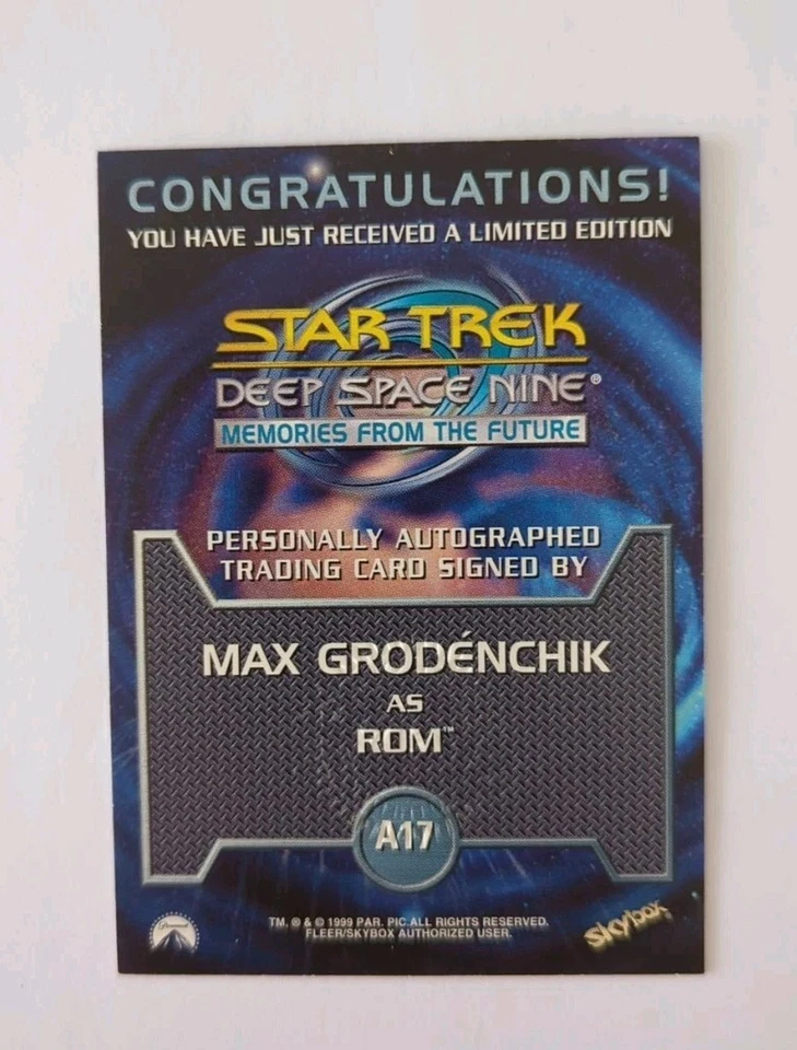 Skybox Star Trek DS9 Memories Of The Future Autograph A17 Max Grodenchik as Rom - Image 2 of 2