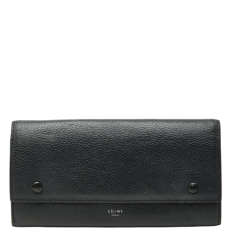 CELINE Large Flap Multi-Function Wallet Black Lea… - image 1