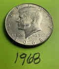 U.S. Coins And Currency  JFK Half Dollar 1968 1/2 Dollar Coin