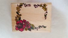 IMPRESSIVE STAMPS FLOWER CORNER MOUNTED RUBBER STAMP FRAME EMBOSSING D2278