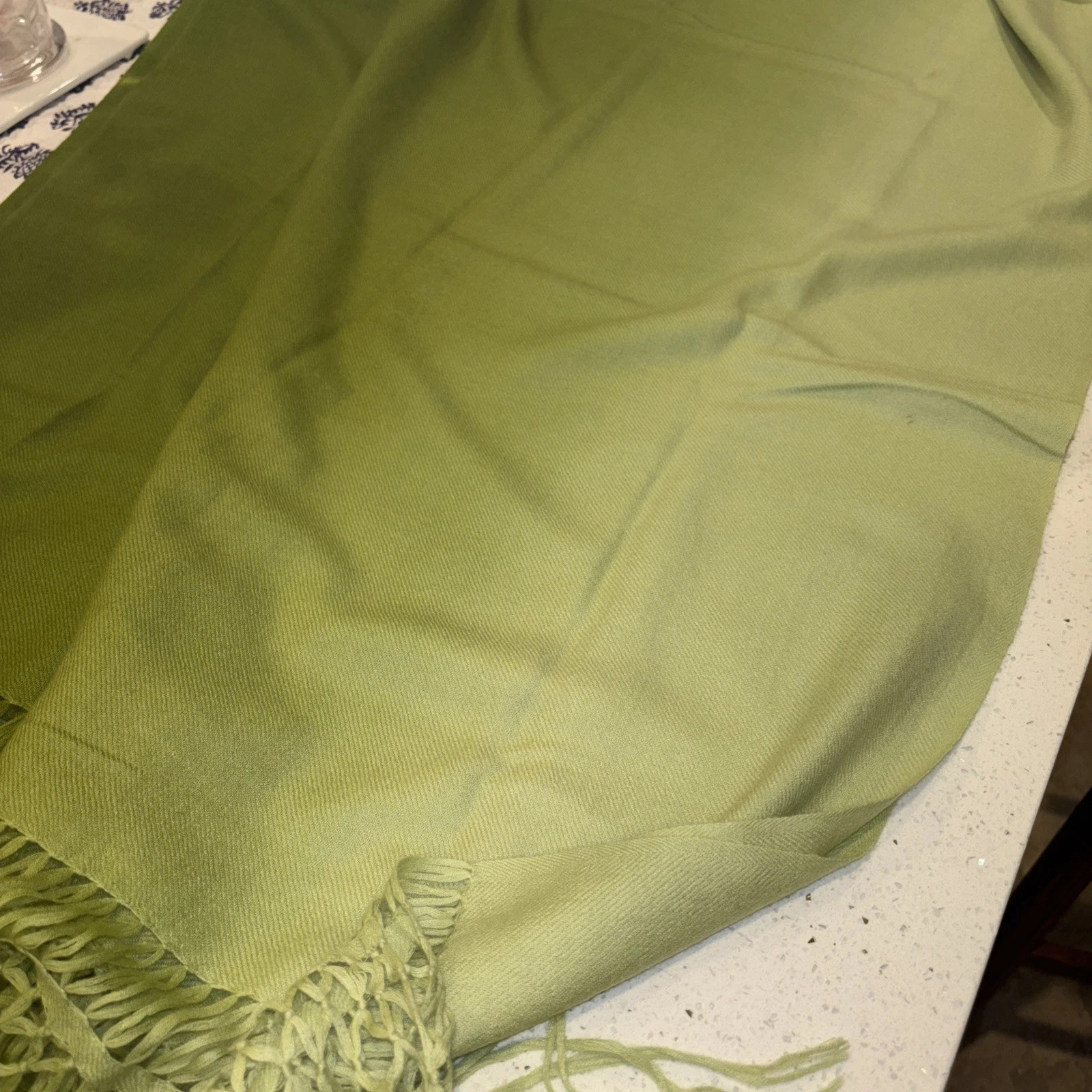 Pure Cashmere Pashmina Shawl Scarf Green Ombré 27x85