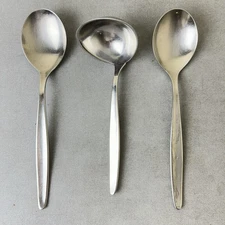 Lot of 3 WMF Cromargan Laurel Stainless Germany - Soup Spoons (2) and Ladle (1)