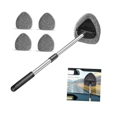 Car Windshield Cleaning Tool, Automotive Window Cleaner with 4 Reusable Gray