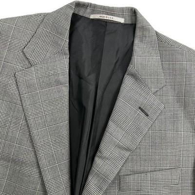 Hickey Freeman Men's 100% Wool 2-Button Blazer Glen Plaid   USA   44L