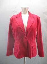 CHICO'S Size 1 Womens Red Cotton Blend Pocket Lined Plunge One Button Blazer 831