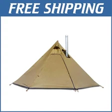 Spacious 132.66 sq ft Tipi Tent with Stove Jack for Family Camping - Olive Drab