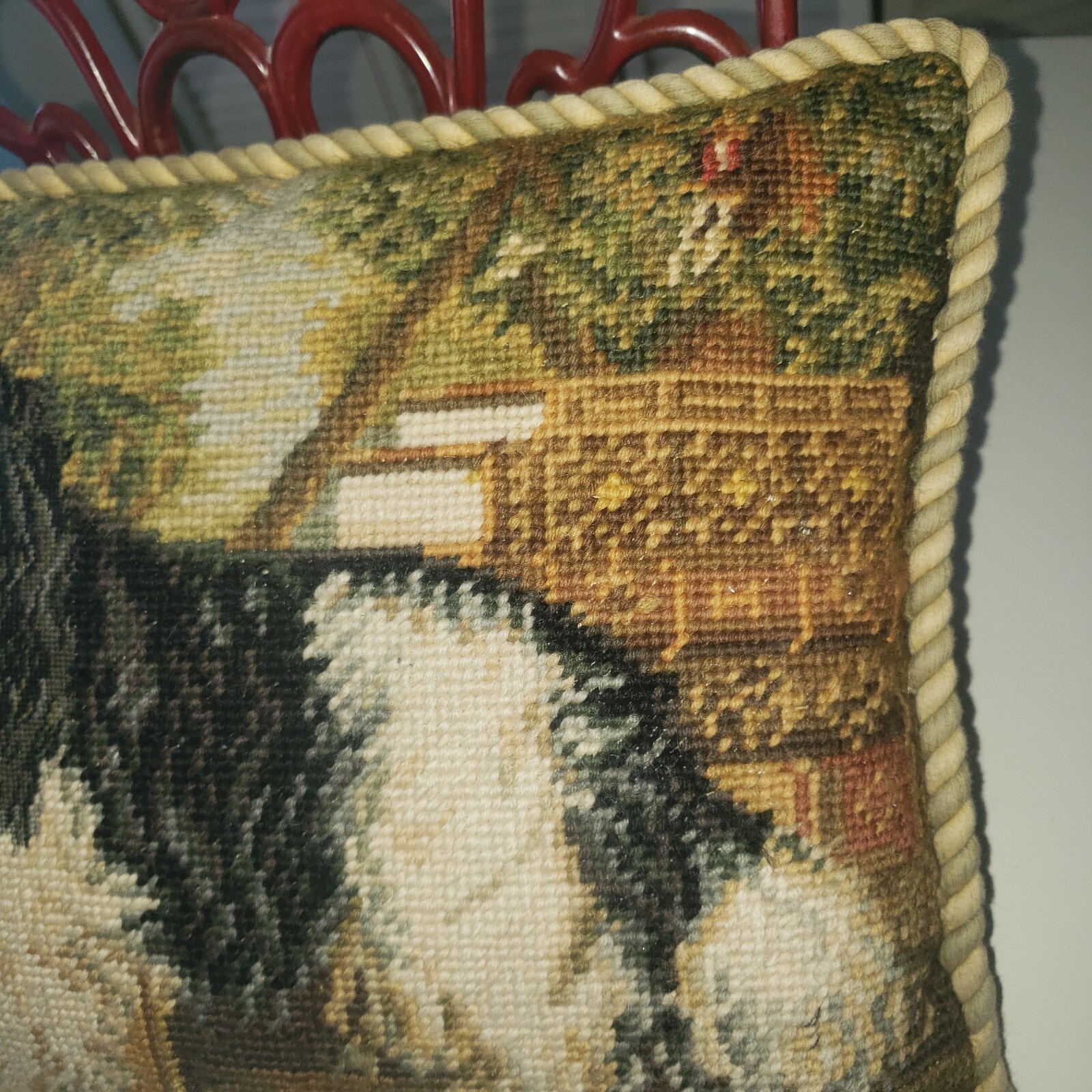 Ethan Allen Needlepoint Pillow Cavalier King Charles 15x11 eBay