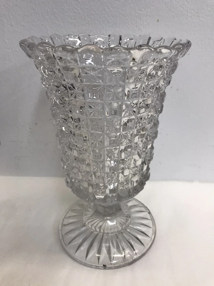 Antique Victorian 19th Century EAPG Footed Celery / Flower Pressed Glass Vase - image 2 of 4