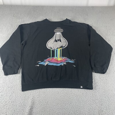 Into The AM Broken Lightbulb Rainbow Drip Rave Black Long Sleeve Sweatshirt XXL