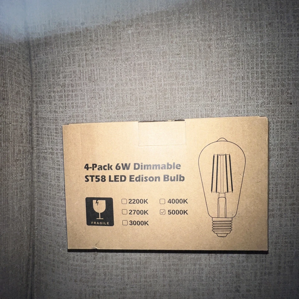 Light Bulbs LED Edison 4 Pack 6WDimmable Vintage Style Filament Warm Lighting - Image 2 of 4