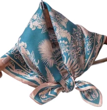 100%  Silk 20" small Scarf Women neckerchief Wrap floral blue pink red ZT141