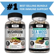 Mushroom Complex and Sea Moss Antioxidant Supplement Bundle Detox Immune Support