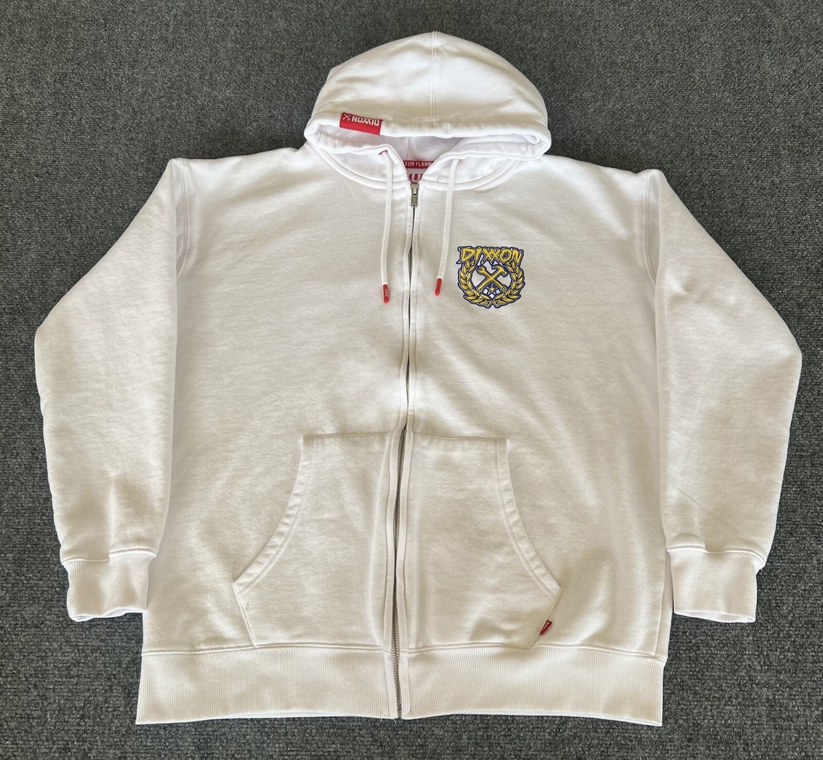 Dixxon Flannel Mens L Hoodie White 2 Sided Logo Full Zip Dixxon Flannel Mens L Hoodie White 2 Sided Logo Full Zip