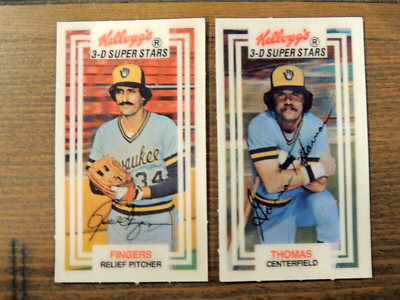 1983 KELLOGGS (2) CARD LOT   BREWERS LEGENDS   THOMAS, FINGERS  SET BREAK!