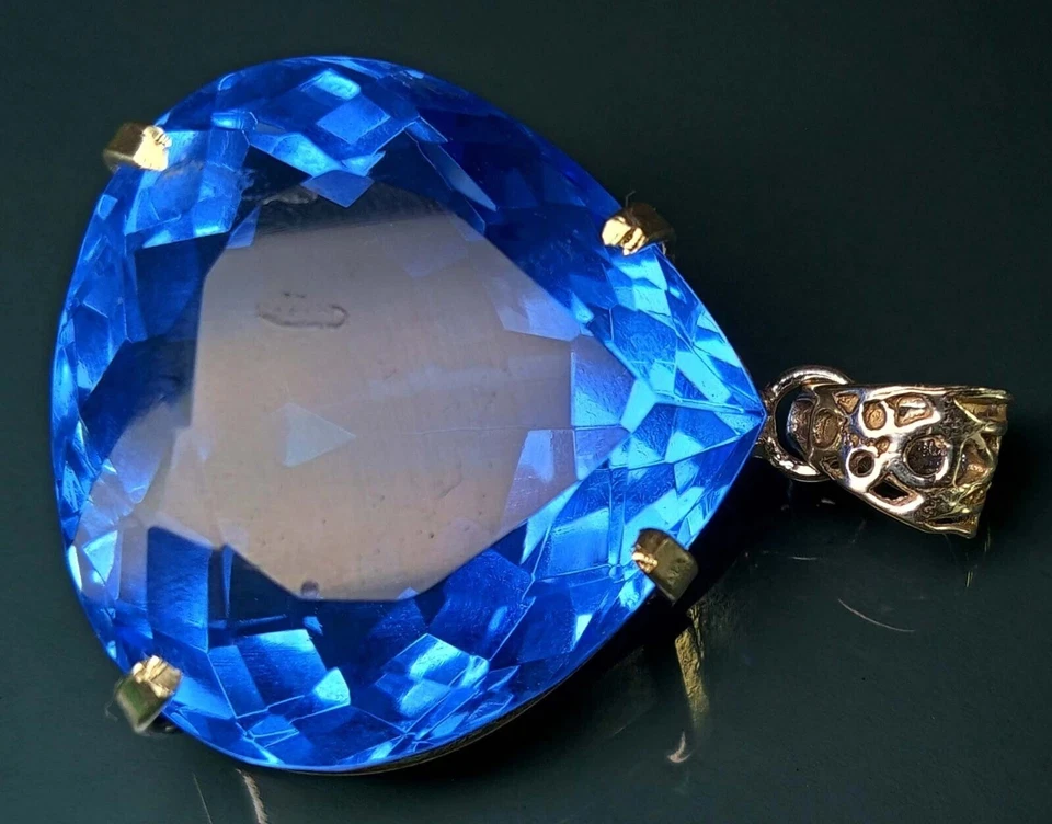 Colgante Topacio Azul Natural Corte Pera 115-116 Ct Piedras Preciosas Sueltas Certificado EGL Foto 4 de 4