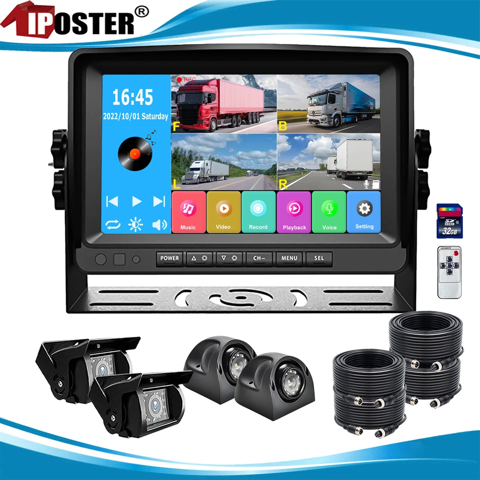 Wired 9" Monitor DVR 1080P Backup Camera For Truck Bus Reversing No Blind Spot - Image 3 of 4