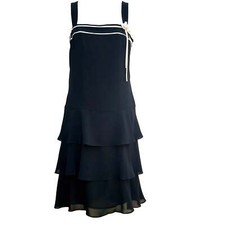 Ann Taylor Black Tiered Chiffon Cocktail Dress - Size 4