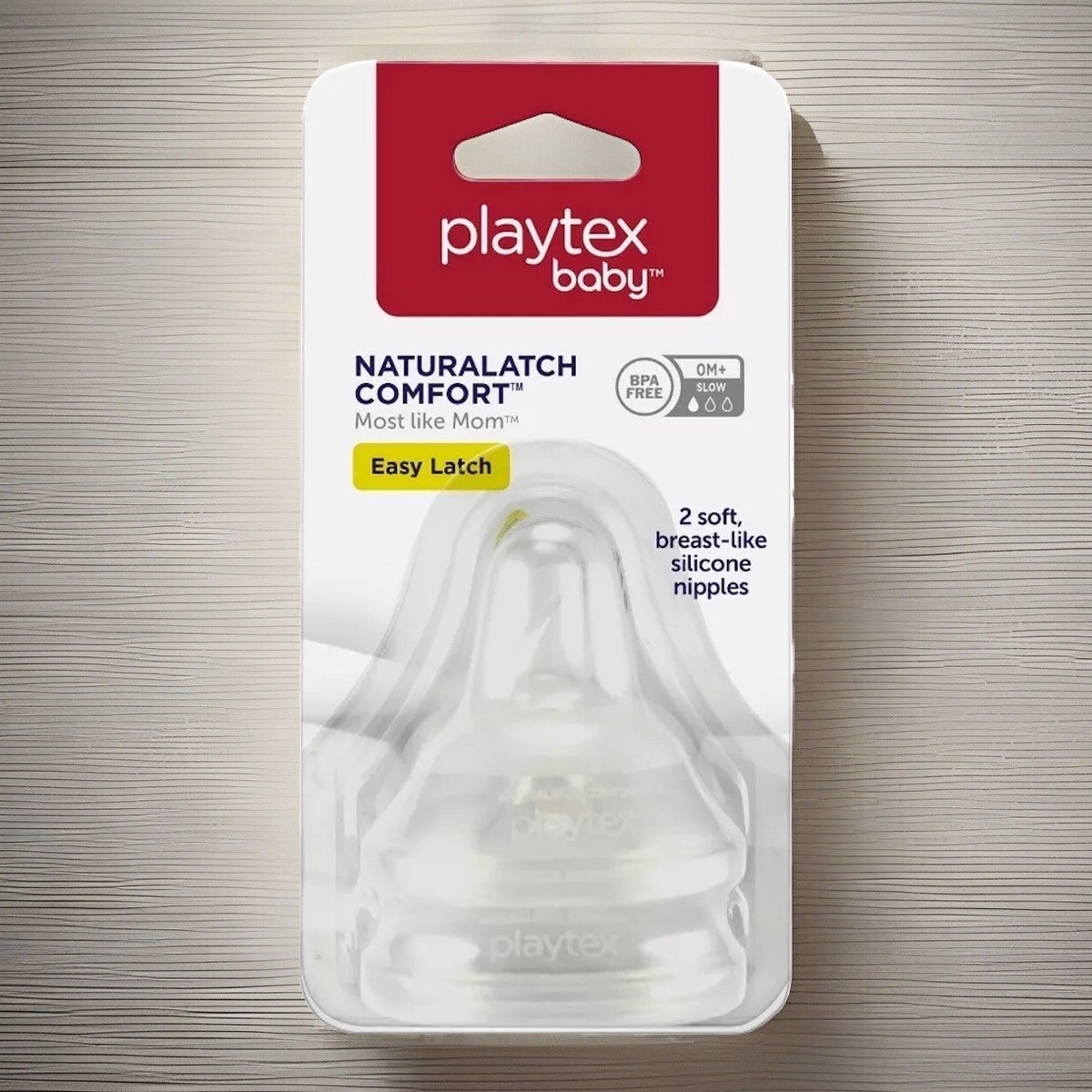 PK~Playtex Naturalatch Comfort Silicone Bottle Nipples 6M+ Slow