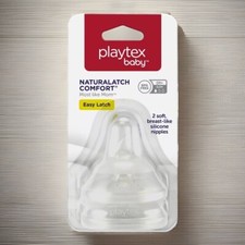 2 PK Playtex Naturalatch Comfort Silicone Bottle Nipples 6M Slow Flow