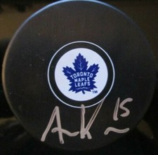 ALEX KERFOOT SIGNED TORONTO MAPLE LEAFS HOCKEY PUCK w/ COA