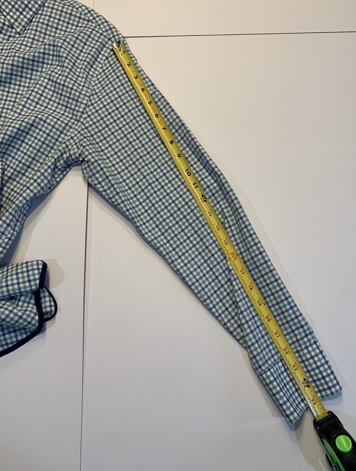 Twillory Shirt Mens SM Blue Green Check Button Up Tailored Fit