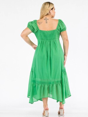 Womens Plus Size Green Off Shoulder Maxi Dress 3XL Smocked Fit & Flare |  eBay