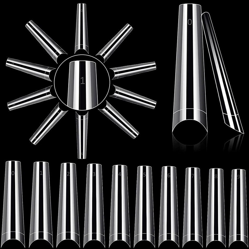 XXL Largo 500 piezas Ataúd No C Curva Acrílico Uñas Puntas Envíos Natural Best Seller Foto 3 de 4