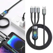 3-in-1 100W 5A Fast Charging USB To Type-C Micro Fast Charger Cable For iPhone//