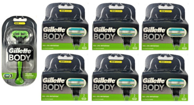 Gillette Body Razor Handle + 13 Gillette Body Powerglide Cartridges