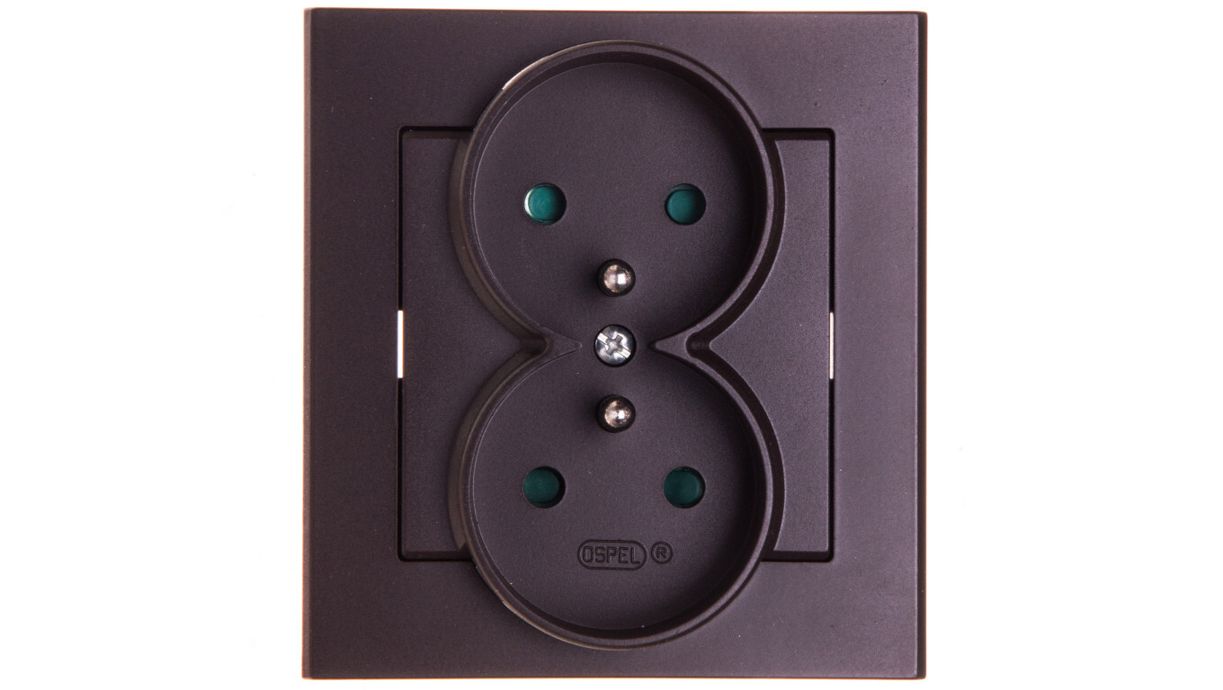 SONATA Double socket with/with shutters, chocolate metallic GP-2RZP/40 /T2UK