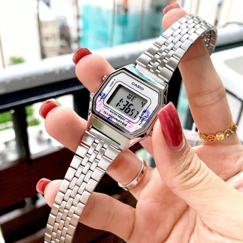 Reloj Dama Reloj Casio Vintage LA680WA-2CDF Plateado Flores